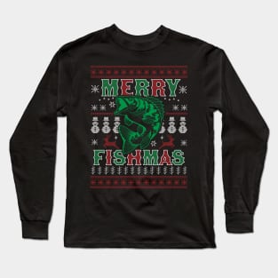 Merry Fishmas Funny Xmas Fishing - Ugly Christmas Sweater Long Sleeve T-Shirt